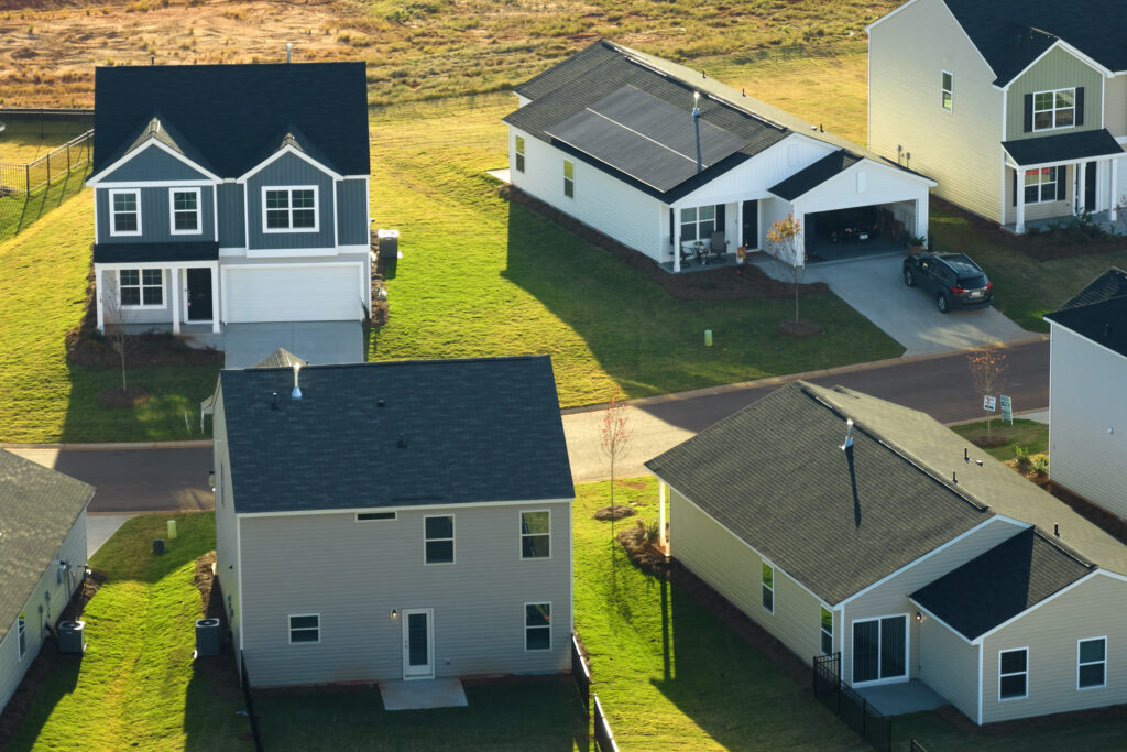 Aerial view of suburban homes supporting long term New Jersey housing analysis